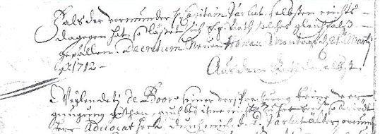 Auszug aus dem Protokoll, 1712