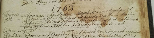 Auszug aus dem Kirchenbuch Heldenbergen, Trauung 1763