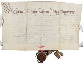 Geburtsbrief des Johannes de Boor, 1697